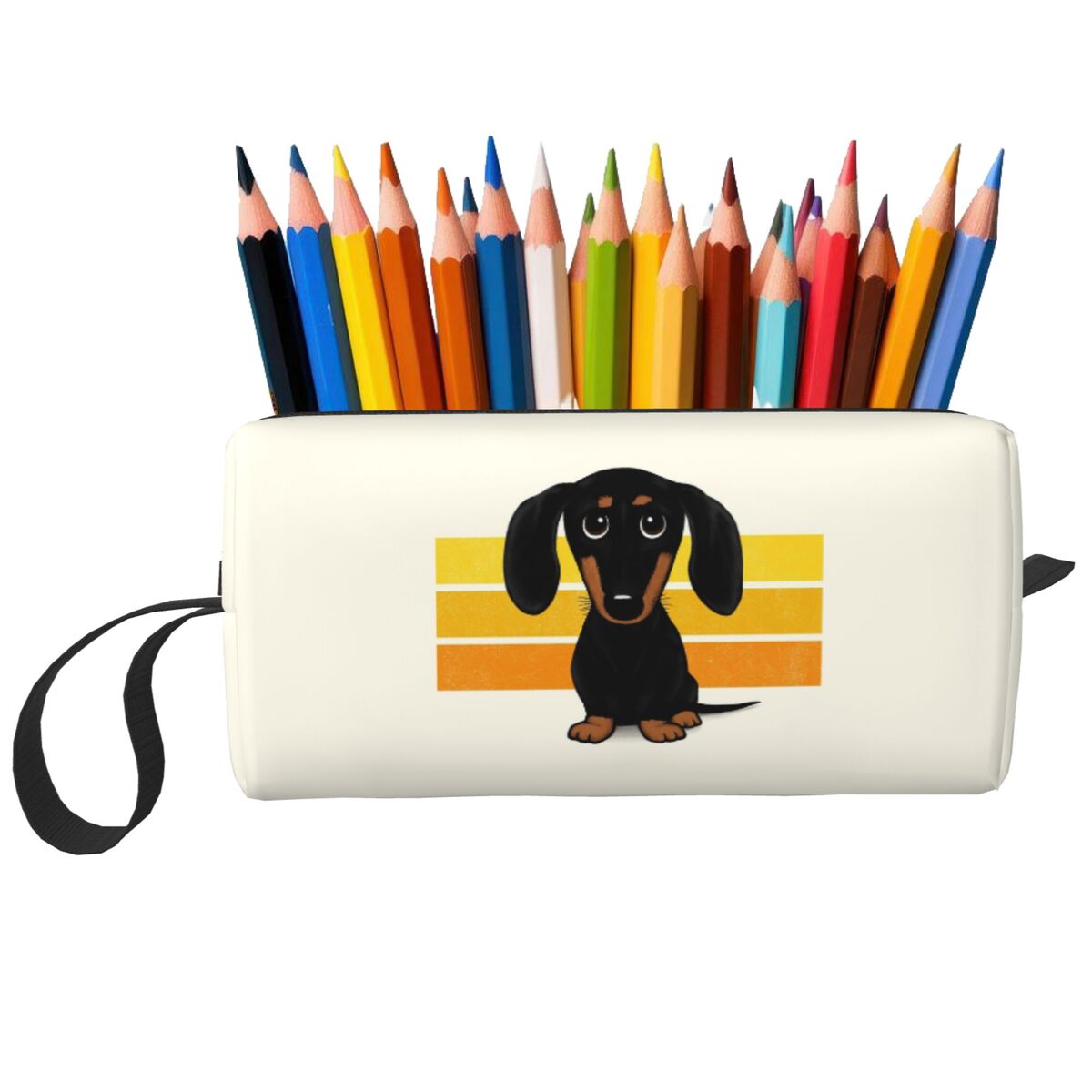 Tan Stationery & Office Supply - Милый черно-коричневый пенал с рисунком таксы